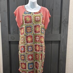 Colorful Geometric Pattern swim suit cover size small with pockets MWOT PTP 18